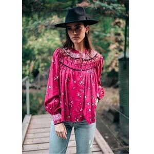 NWT Free People Paloma top in multi print Berry Combo multi Size XS